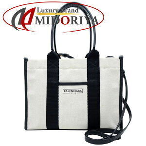 BALENCIAGA Everyday Tote canvas leather natural black